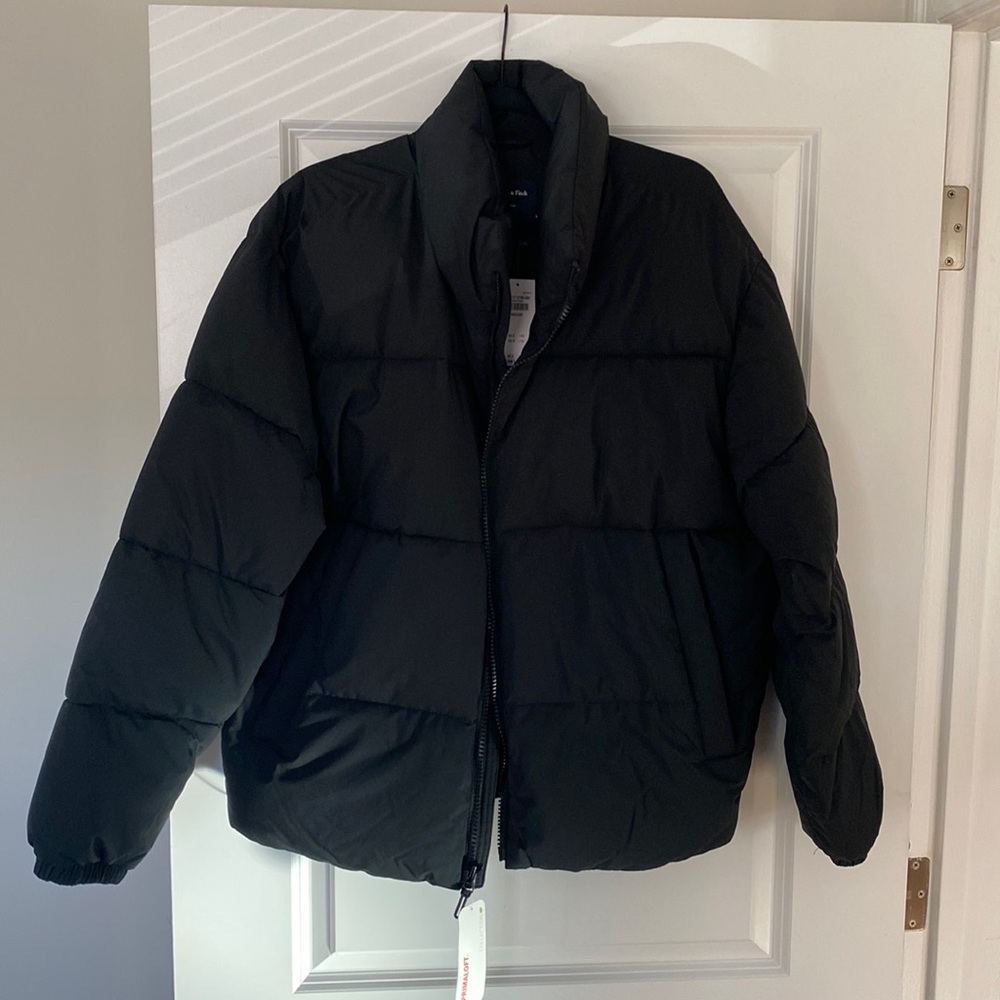 Medium black Abercrombie relaxed puffer jacket